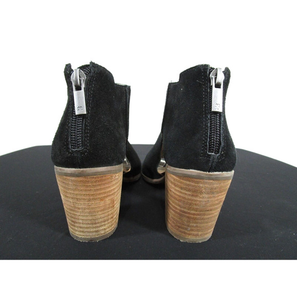 Lucky Brand Keight Black Suede Cut Out Side Peep Toe Sandal Booties Women 6.5 M - Picture 7 of 11